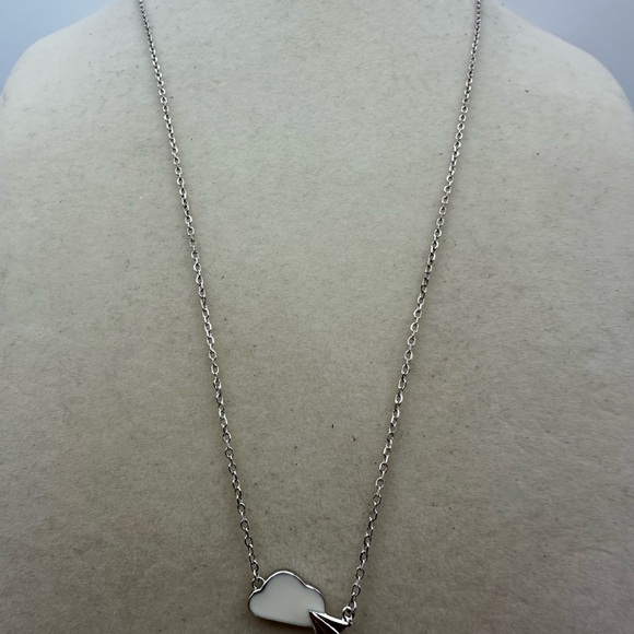 Dainty Silver 925 Cloud and Paper Airplane Pendant on Silver 925 Chain - Picture 5 of 15